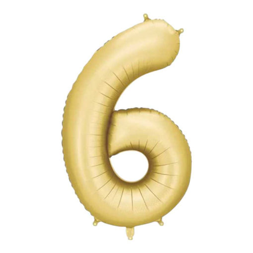 Picture of FOIL BALLOON NUMBER 6 SATIN GOLD 34 INCH